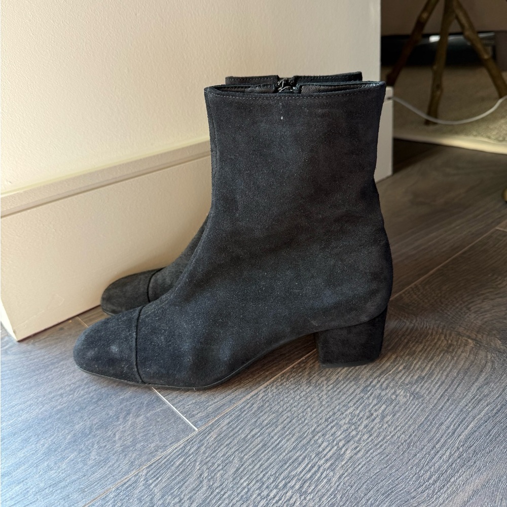 STAUD Black Suede Ankle Booties
